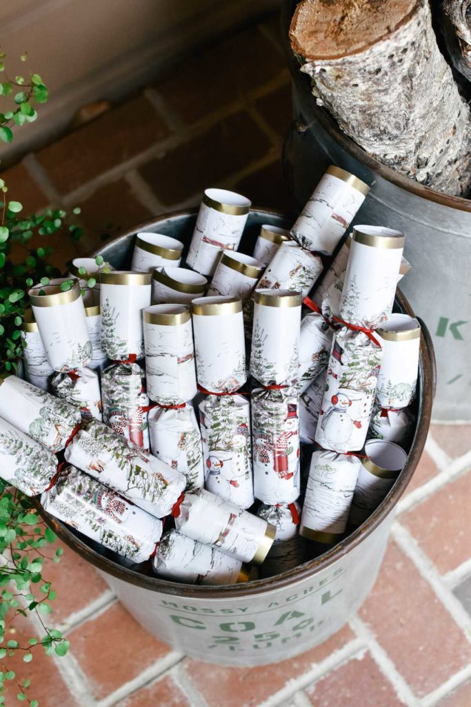 Holiday Party Favors stored in a Galvanized Bucket - Styled by Kerrie Kelly
